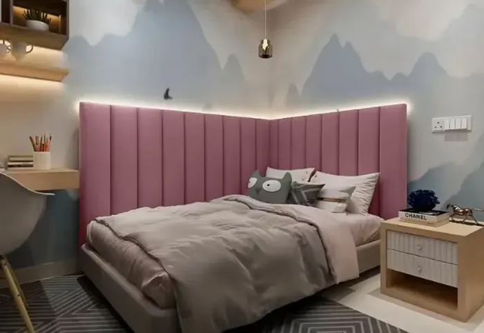 Kit Cabeceira Modular Nuvem para Cama Box, 15 Peças em Rosa