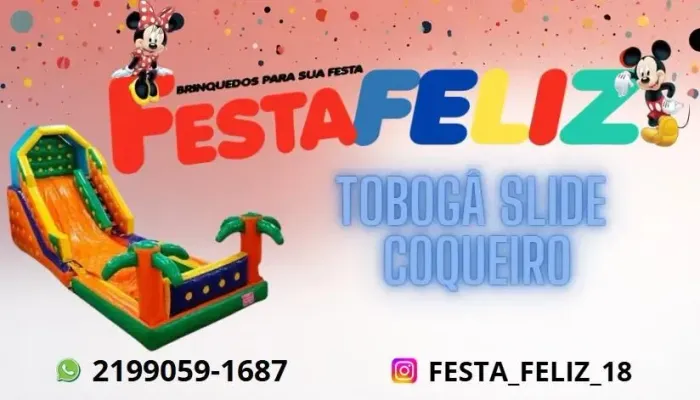 Aluguel de tobogã com coqueiro infláveis 