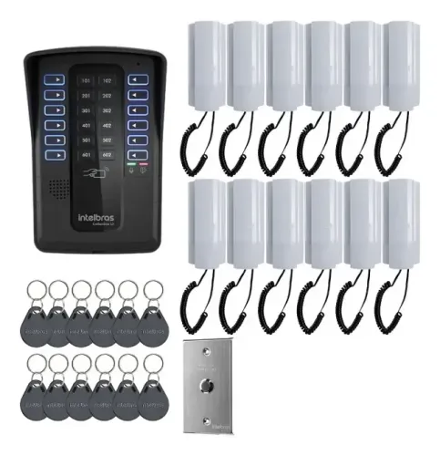 Kit Porteiro Coletivo Intelbras 12 Pontos C/ Bt E 12 Tags Kit Porteiro Coletivo Intelbras