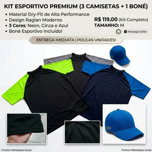 3 camisa esportiva +1 bone