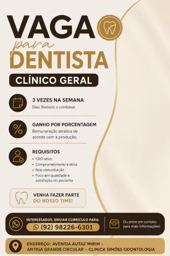 VAGA PARA DENTISTA - CLINICO GERAL