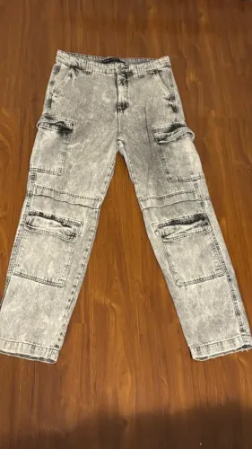 Calça Cargo Jeans Super Baggy Tam 38