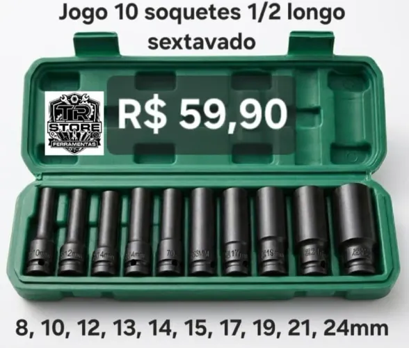 JOGO 10 SOQUETES LONGO DE IMPACTO SEXTAVADO