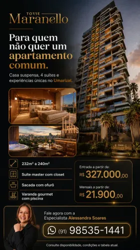 Apartamento no Umarizal com 234m² 4 suítes e 3 vagas de garagem Torre Maranello