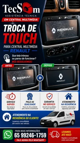 Central Multimidia Media Nav Renault Sandero Leia com Atenção Som Automotivo