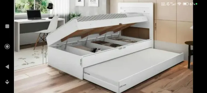 Bi cama de solteiro com baú mdf