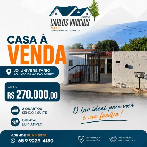 CASA  JARDIM UNIVERSITÁRIO - AO LADO DA AV DAS TORRES