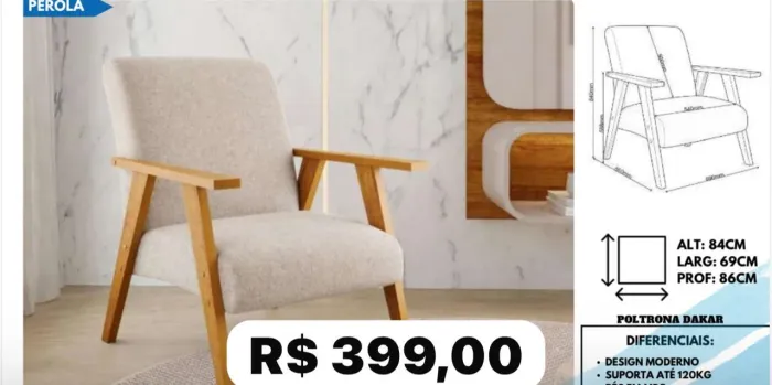 Poltronas novas direto da fábrica