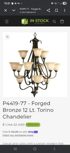 Lustre candelabro moderno Progress Lighting Torino P4419/12 lâmpadas/Importado/Alto padrão