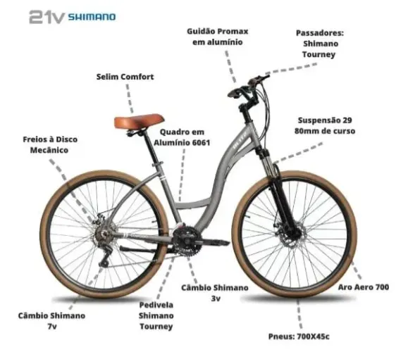 Vendo bicicleta Urbana Aro 29 Blitz Comodo Full Shimano 21v Cor Cinza Tamanho Do Quadro 18