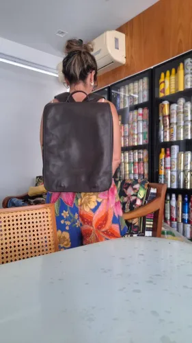 Mochila bagaggio couro.