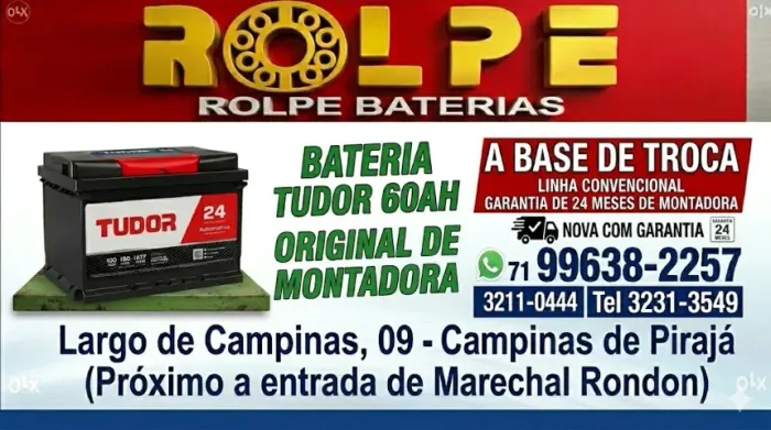 Bateria Carro Tudor 60Ah Linha Convencional Original - Loja Rolpe