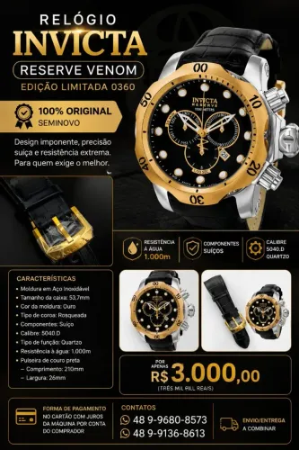 Relógio ? INVICTA RESERVE VENOM - EDIÇÃO LIMITADA 0360 - ORIGINAL  