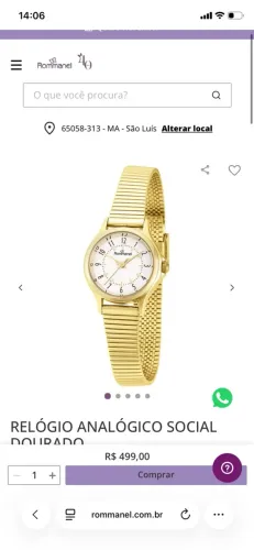 RELÓGIO DA ROMANEL, ANALÓGICO SOCIAL DOURADO