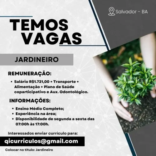 VAGA DE EMPREGO - JARDINEIRO