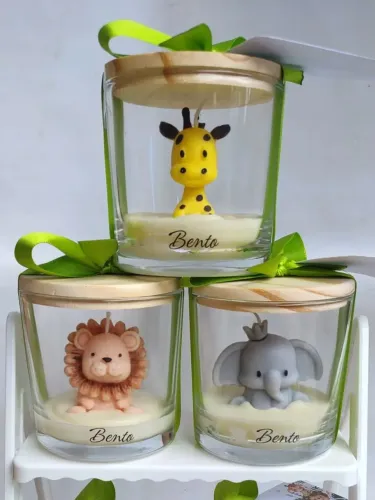 Lembrancinhas safari velas aromáticas com copo de vidro pate