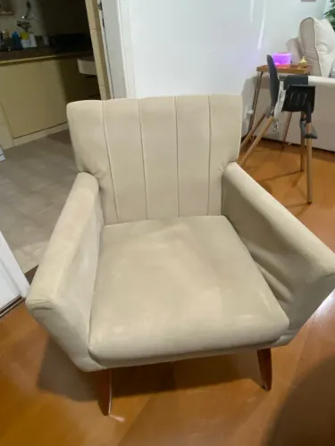 4 Poltronas Cadeira Bege Tecido Aveludado