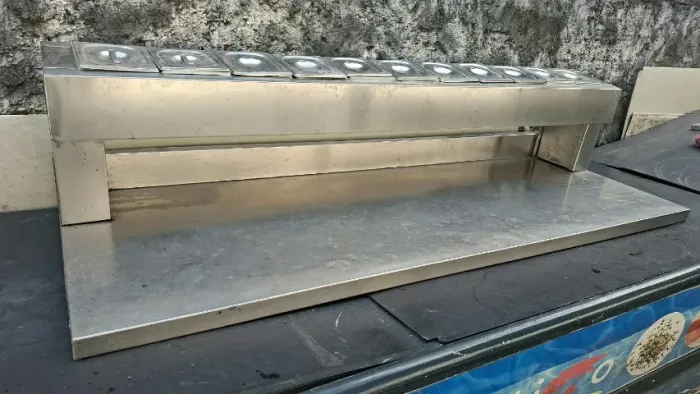 Tampo de mesa inox, com suporte para cubas com cubas, aço inox 304.