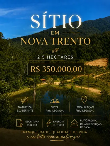 Sitio 2,5 hectares- Nova Trento - Direto com proprietário 