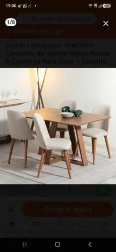 Mesa retangular + 4 cadeiras