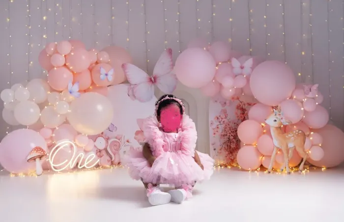 Vestido luxo com asa fica rosa bebê da marca Lalinha Dress