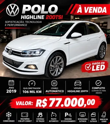 Volkswagen Polo Highline 200 TSI 1.0 Flex 12V Aut. 2019