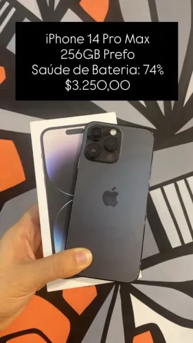 Seminovo: iPhone 14 Pro Max 256GB / Preto / Saude de Bateria 74% - Loja Fisica