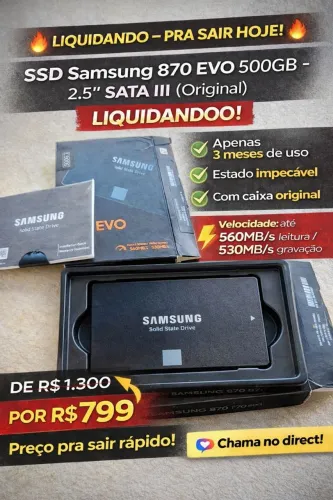 SSD Samsung 870 EVO 500GB - 2.5" SATA III (Original) - TORRANDOO!