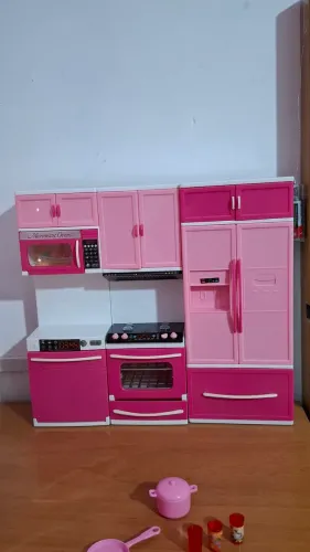 cozinha para barbie completa rosa