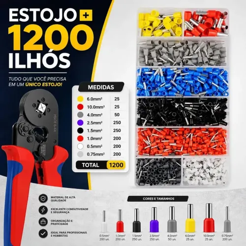 Alicate Crimpar Prensa Terminais 1200 Ilhós