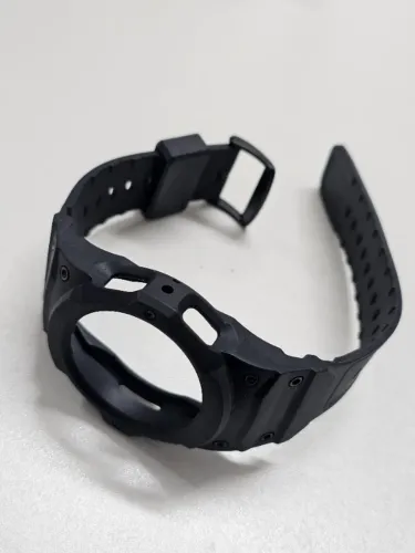 Pulseira de silicone com capa tipo G Shock para Galaxy Watch 7 40mm Preta