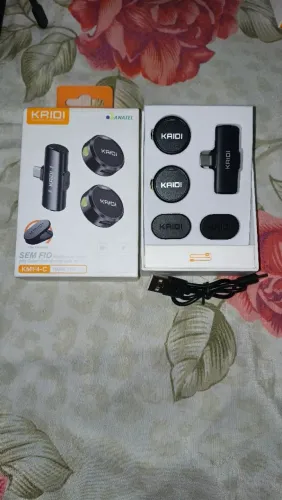 Microfone Sem Fio Duplo Kaidi KMF4-C (TIPO C)// Fone de ouvido bluetooth FN-B47 Sem fioTWS