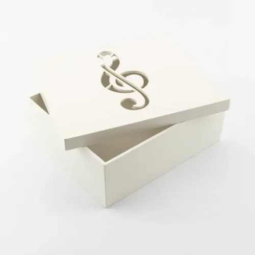 Caixa Clave De Sol Tampa Sapato Mdf Branco 15x13x5,5cm