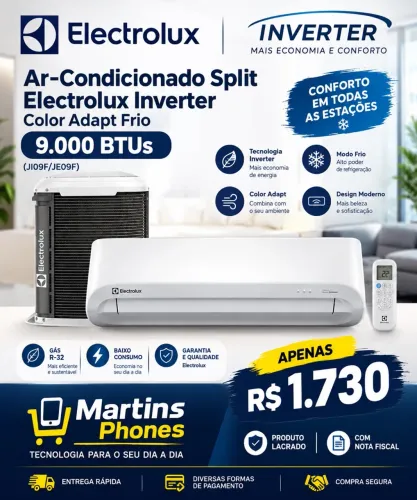 Ar-Condicionado Split Electrolux Inverter 9.000 BTUs Color Adapt LACRADO 