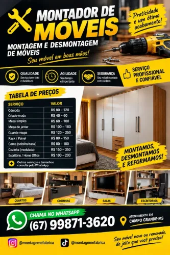 Montagem guarda roupas móveis e outros serviços de casa