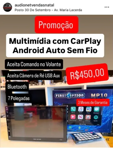 Multimidia com Carplay Android Auto Sem Fio  Bluetooth 7 Polegadas Tela Mp5 Carro Painel