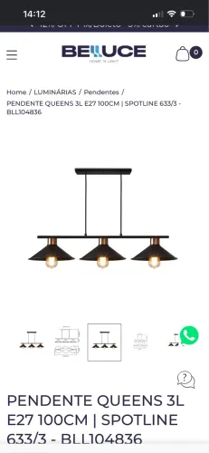 Luminária pendente com 3 