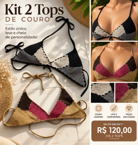 Kit 2 Tops de Couro