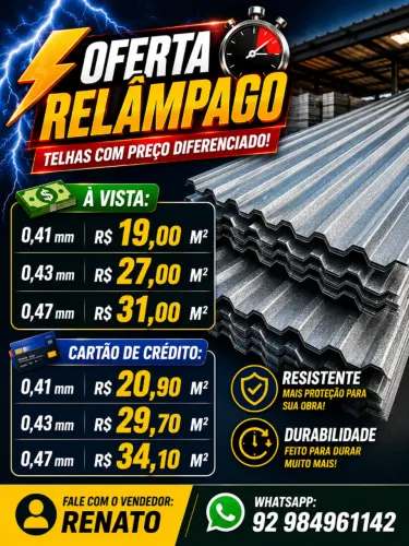 Oferta Relâmpago/ Telhas com o preço diferenciado 