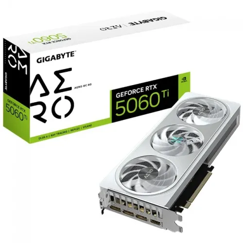 Placa de Vídeo Gigabyte NVIDIA GeForce RTX 5060 Ti AERO OC, 8GB, GDDR7, DLSS, Ray Tracing