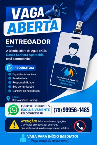 Vaga de emprego para entregador de gás e água