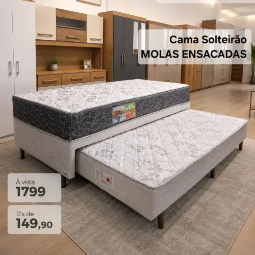 PROMOÇÃO URGENTE - Cama SOLTEIRÃO com Cama Auxiliar MOLAS ENSACADAS apenas 12x R$149,90