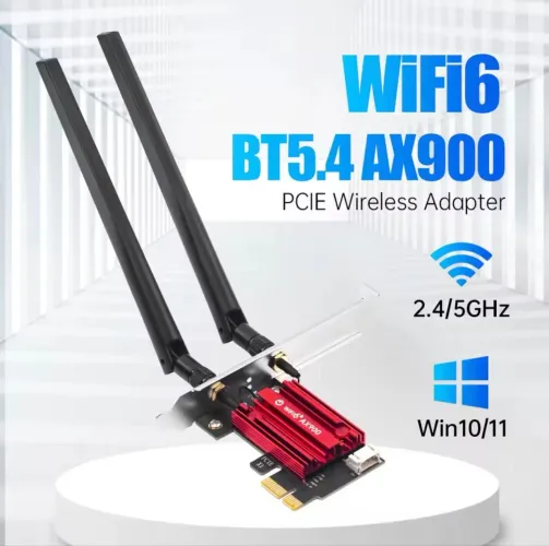 Placa Wi-Fi 6 AX900 PCIe + Bluetooth 5.4 para PC