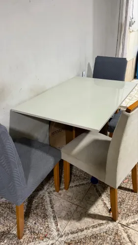 MESA DE JANTAR CINZA 4 CADEIRAS