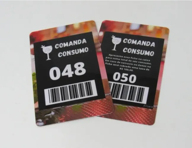 50 comandas Cartão PVC Restaurante/Bar numeras de 1 a 50