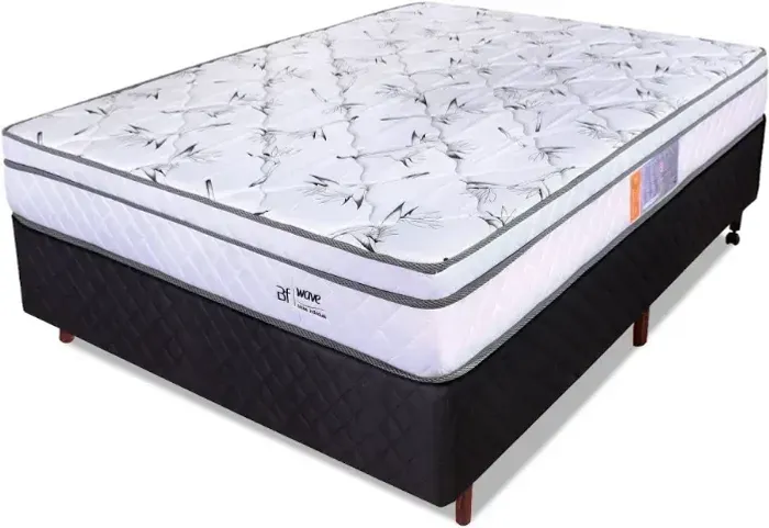 Cama Box Casal Completa com Colchão + Box Suede