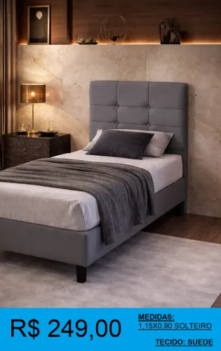 cabeceira cama solteiro estofada 1,15 x 0,90 - entrega grátis!