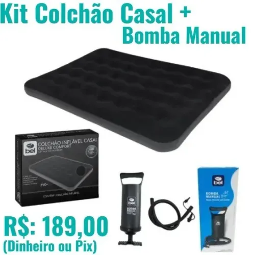 Kit Camping - Colchão de Casal + Bomba Manual