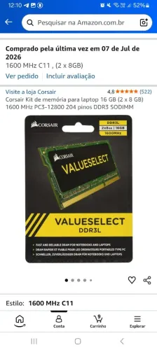 MEMÓRIA PARA LEPTOP 16 GB