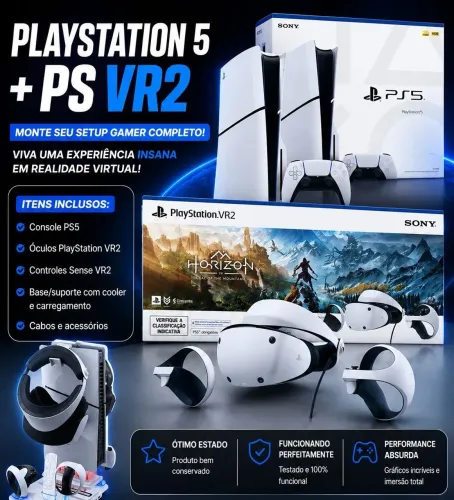 VENDO PS5, 1TB, DISCO FISICO + CONTROLE ADICIONAL + VR2 IMPECÁVEL